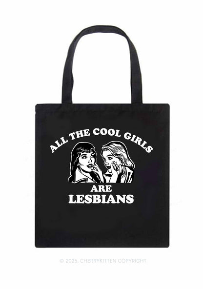 Cool Girls Lesbians Pride Y2K Canvas Tote Bag Cherrykitten