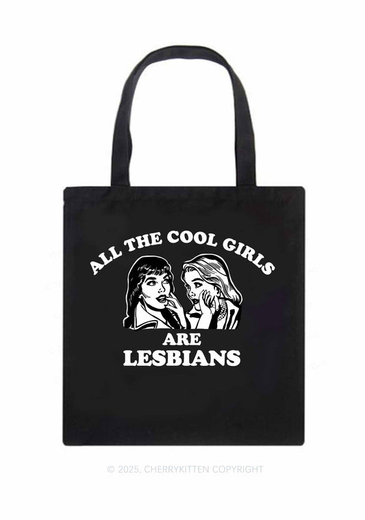 Cool Girls Lesbians Pride Y2K Canvas Tote Bag Cherrykitten