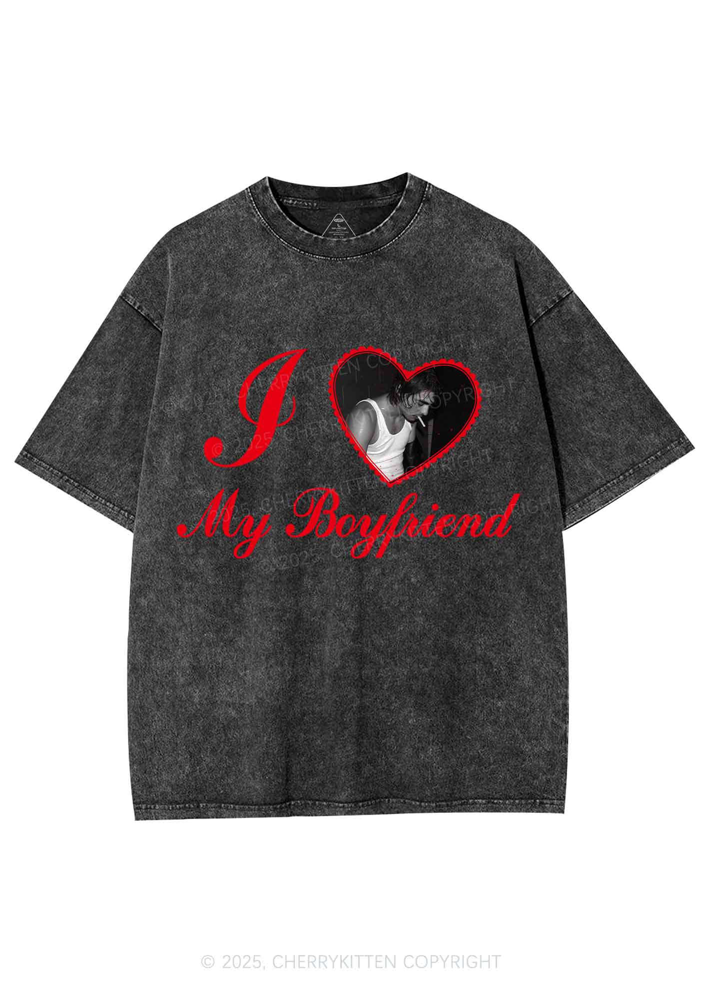 Custom Heart My Bf GF Y2K Shirts Washed Tee Cherrykitten