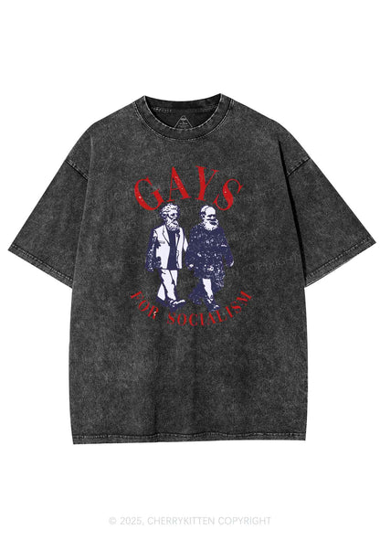 Gays For Socialism Pride Y2K Shirts Washed Tee Cherrykitten