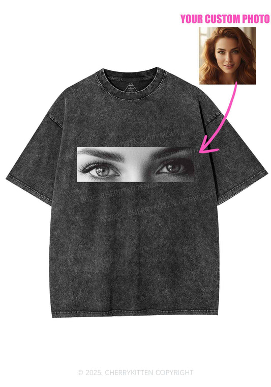 Custom Eyes Y2K Shirts Washed Tee Cherrykitten