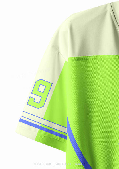 Neon Green I Let Femmes Top Me Pride Y2K Crop Sport Jersey Shirts Cherrykitten