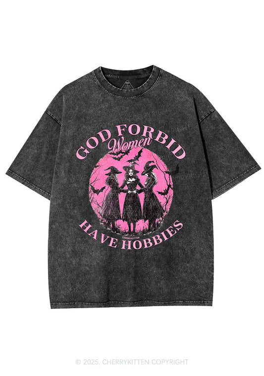 Halloween God Forbid Women Hobbies Y2K Shirts Washed Tee Cherrykitten