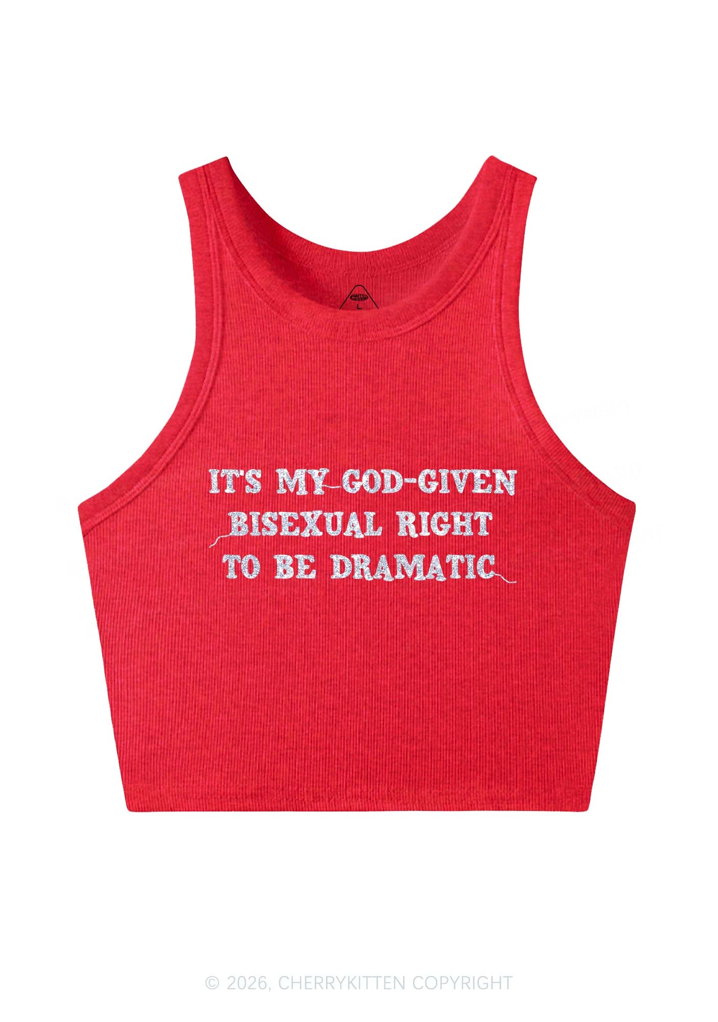 Glitter God Given Bisexual Right Pride Y2K Crop Tank Top Cherrykitten