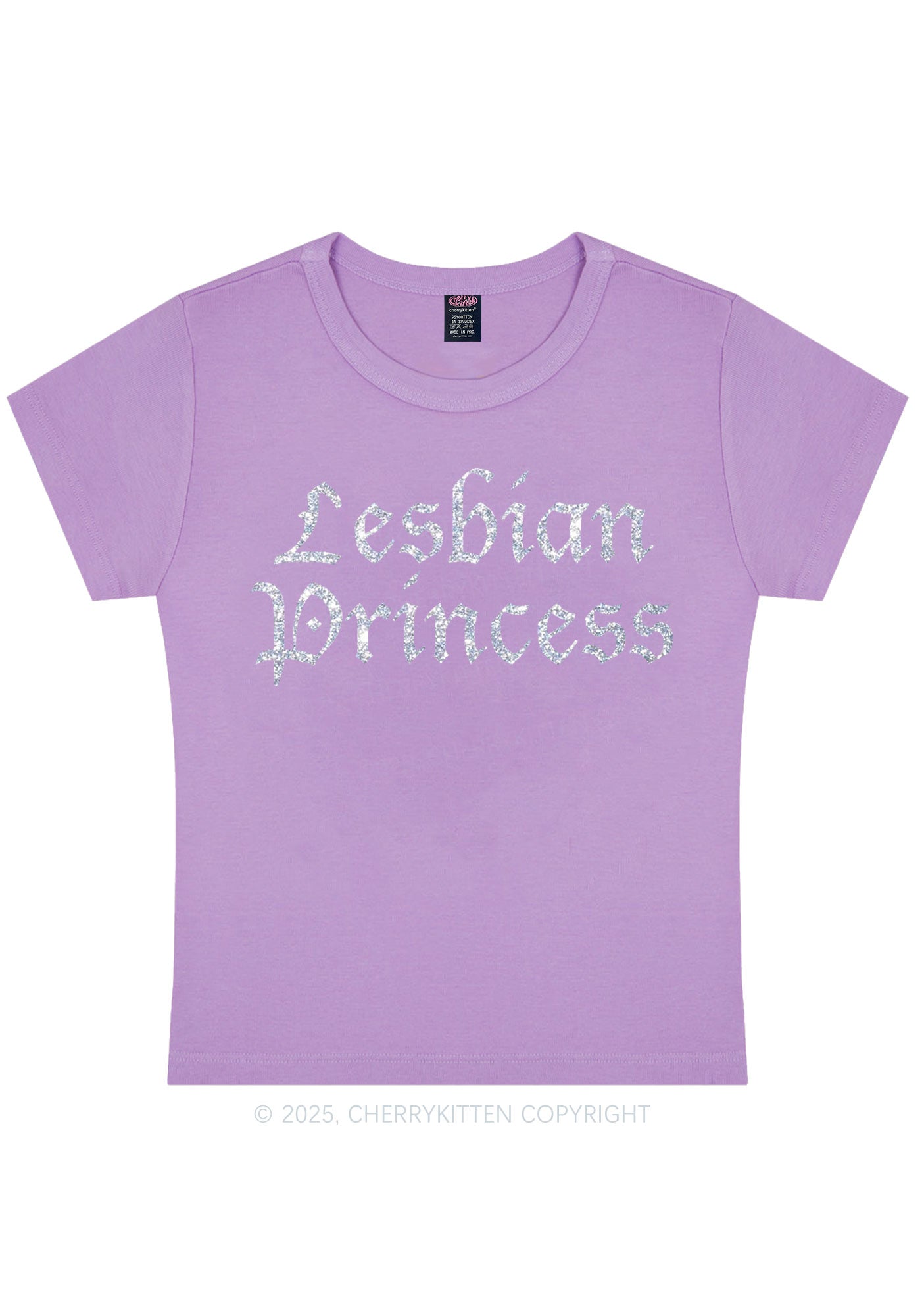 Glitter Lesbian Princess Y2K Baby Tee Cherrykitten