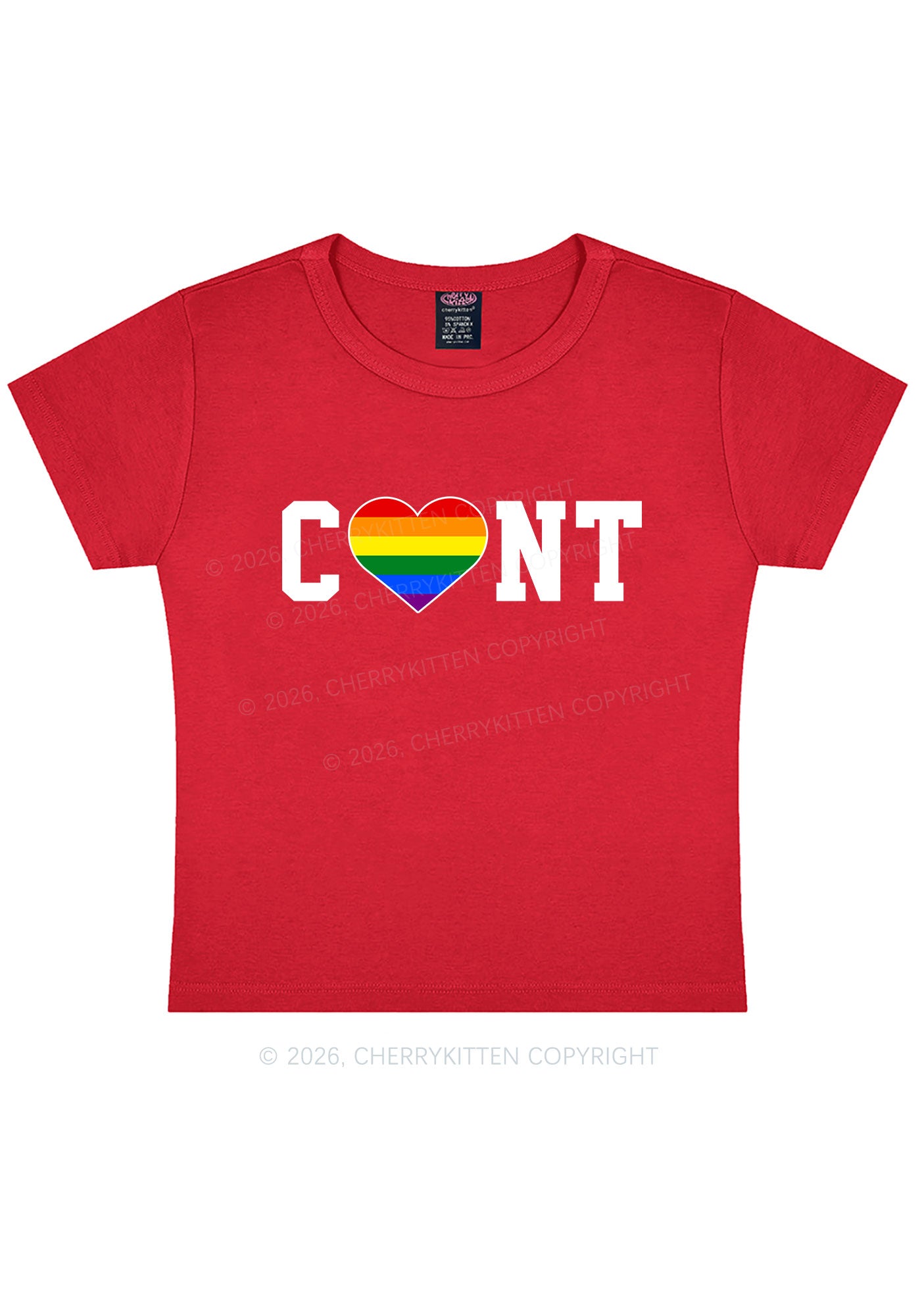 Rainbow Heart Cxxt Pride Y2K Baby Tee Cherrykitten