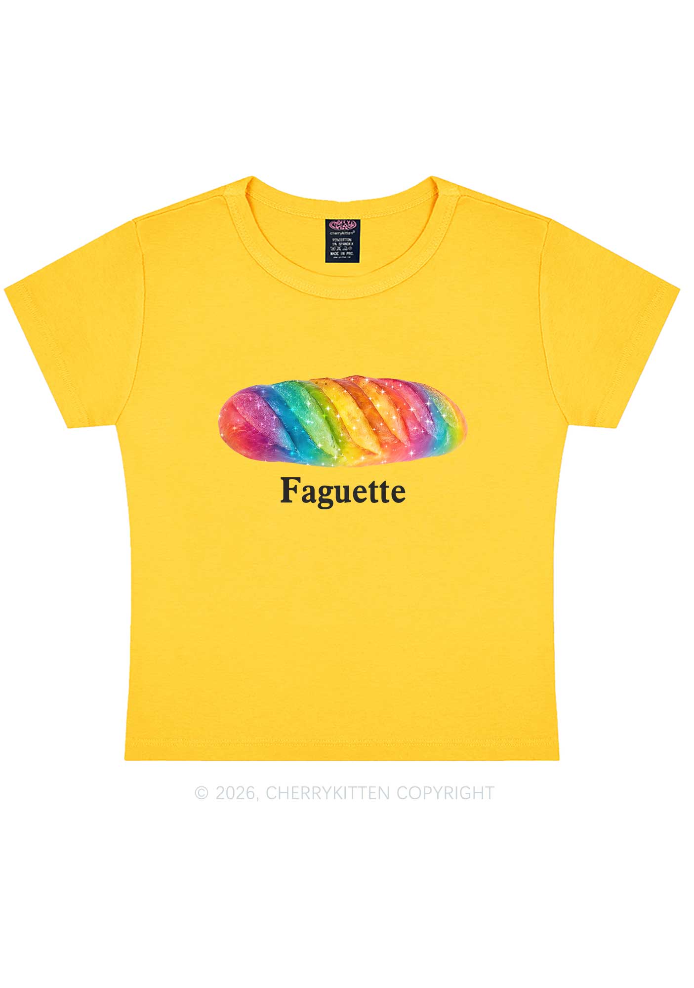 Rainbow Faguette Pride Y2K Baby Tee Cherrykitten