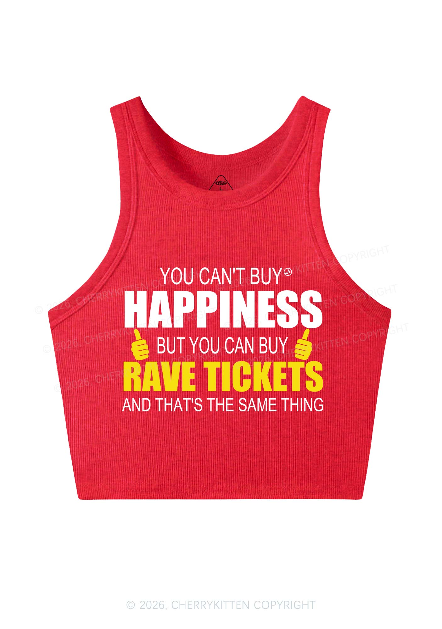 Happiness Rave Tickets Y2K Crop Tank Top Cherrykitten
