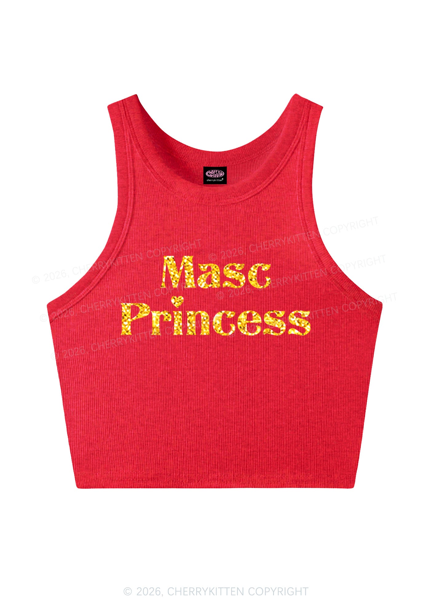 Glitter Masc Princess Pride Y2K Crop Tank Top Cherrykitten