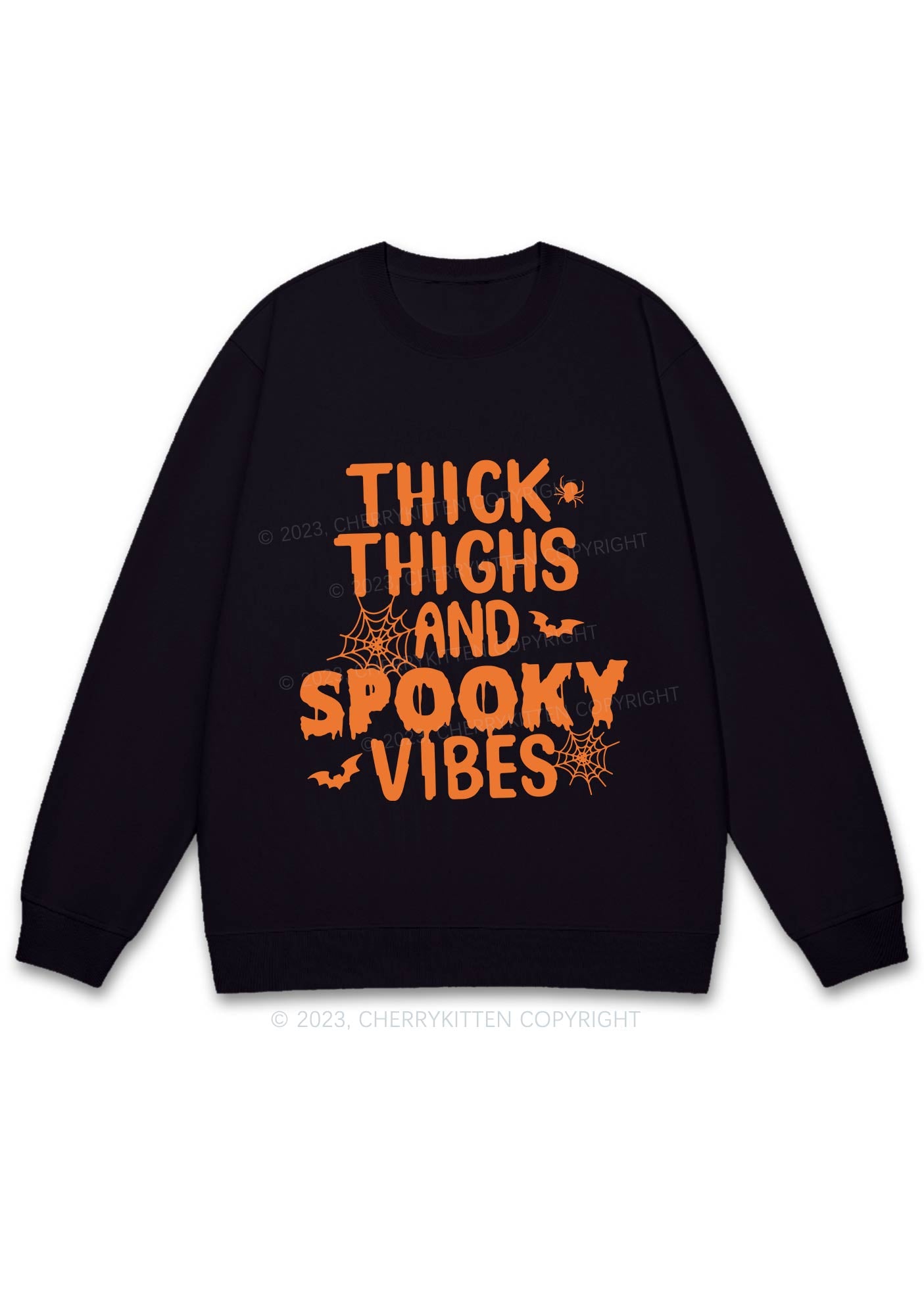 Bat Spider Spooky Vibes Halloween Y2K Sweatshirt Cherrykitten