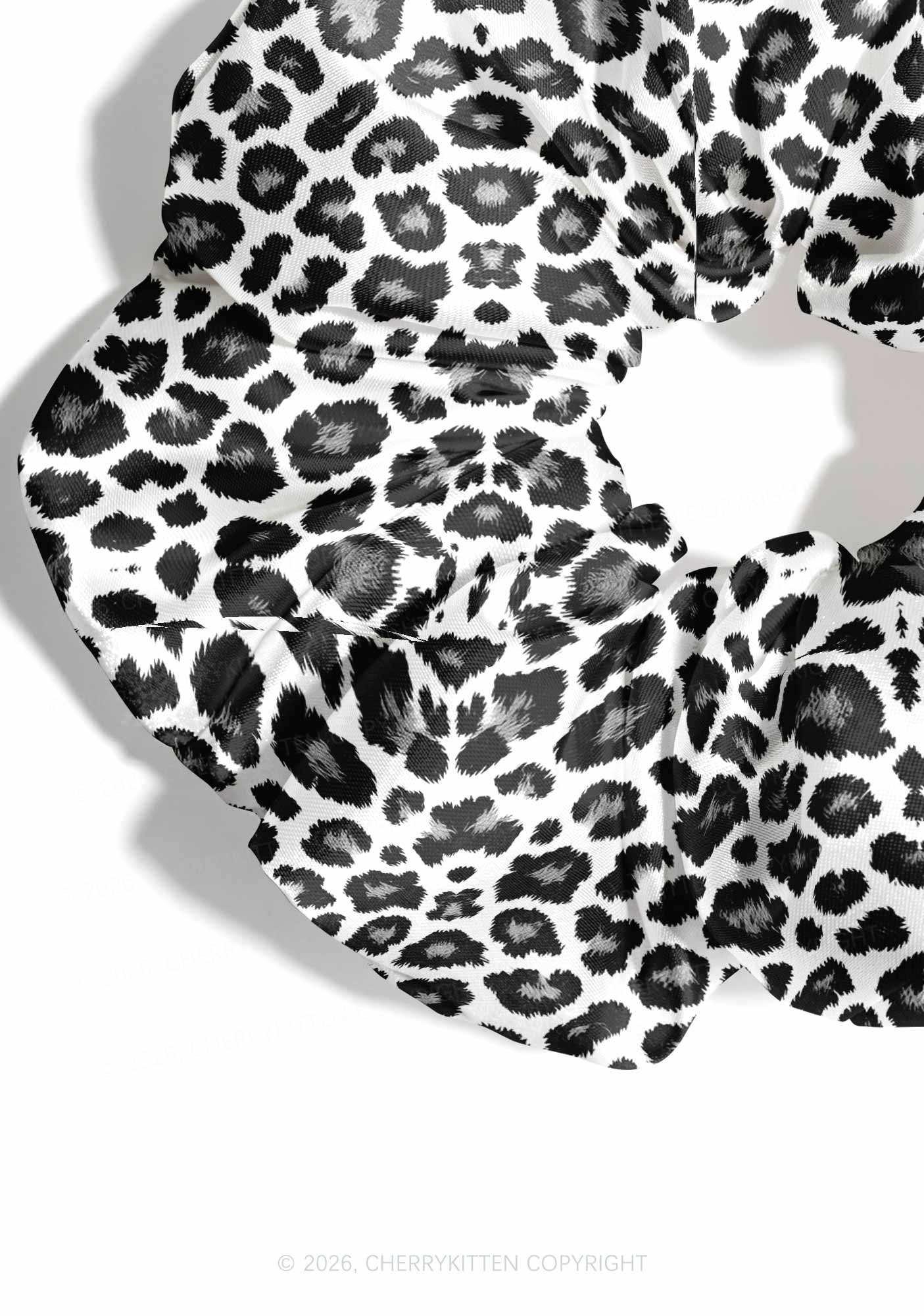Black White Leopard Y2K Hair Scrunchie Cherrykitten