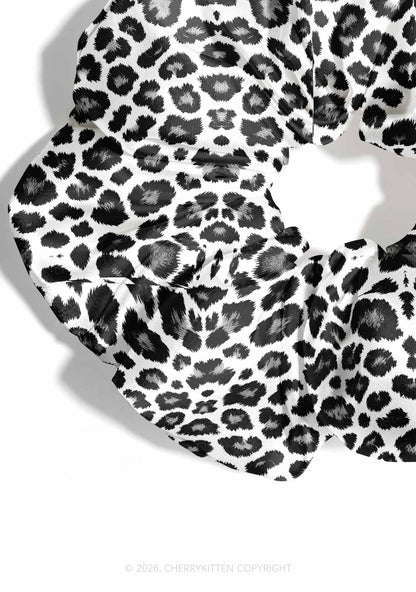 Black White Leopard Y2K Hair Scrunchie Cherrykitten