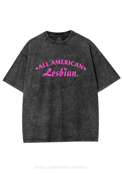 All American Lesbian Y2K Shirts Washed Tee Cherrykitten