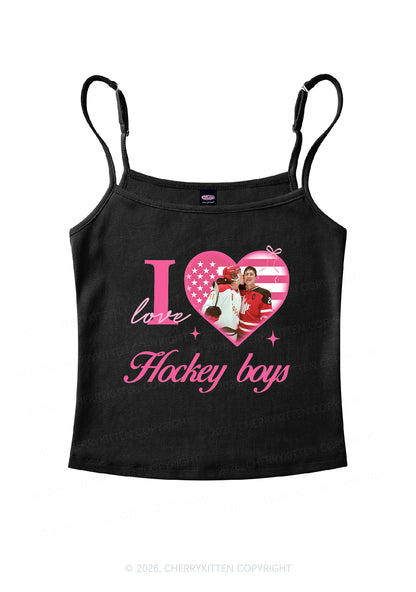 I Love US Hockey Boys HR Y2K Spaghetti Strap Cami Cherrykitten
