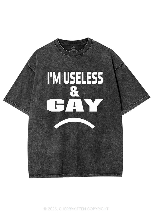 Useless Gay Pride Y2K Shirts Washed Tee Cherrykitten