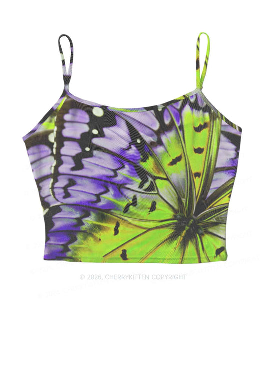 Purple Lime Butterfly Wing Y2K Mesh Cami Tank Cherrykitten