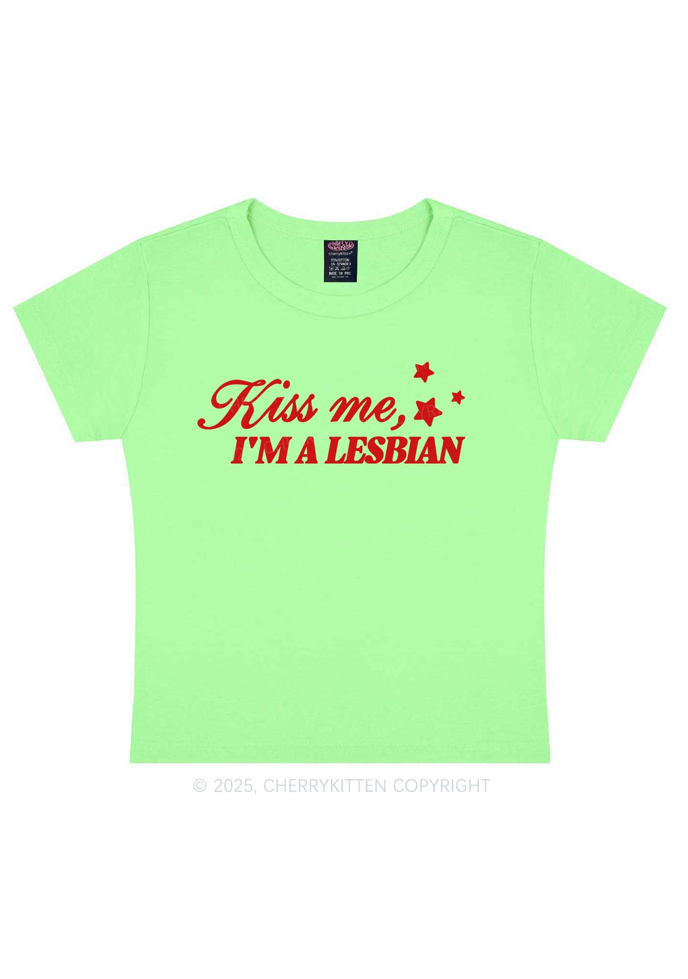 Kiss Me Im Lesbian Pride Y2K Baby Tee Cherrykitten