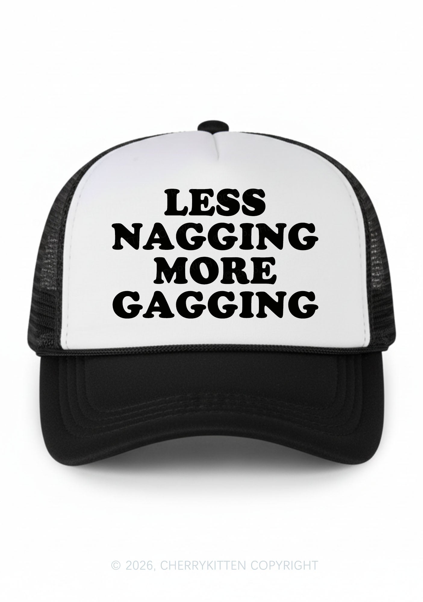 Less Nagging More Gagging Y2K Colorblock Trucker Hat Cherrykitten