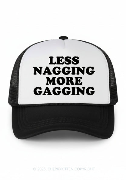 Less Nagging More Gagging Y2K Colorblock Trucker Hat Cherrykitten