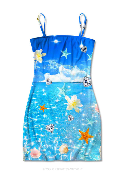 Sea Treasures Y2K Print Slip Dress Cherrykitten