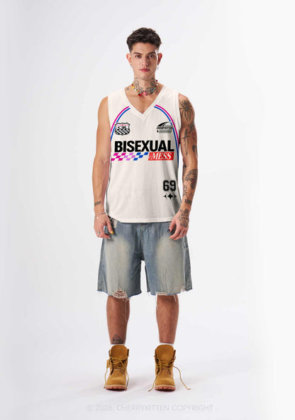 Creamy White Bisexual Mess Pride Y2K Sport Jersey Tank Cherrykitten
