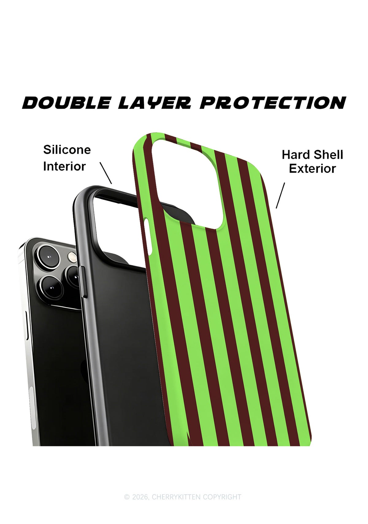 Green Brown Stripes Y2K Phone Case Cherrykitten