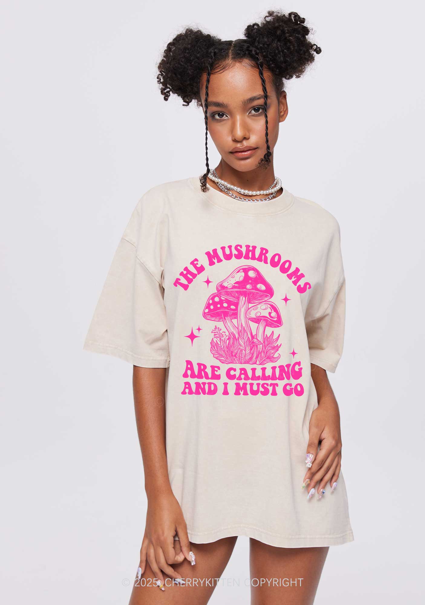 The Mushrooms Are Calling Y2K Shirts Washed Tee Cherrykitten