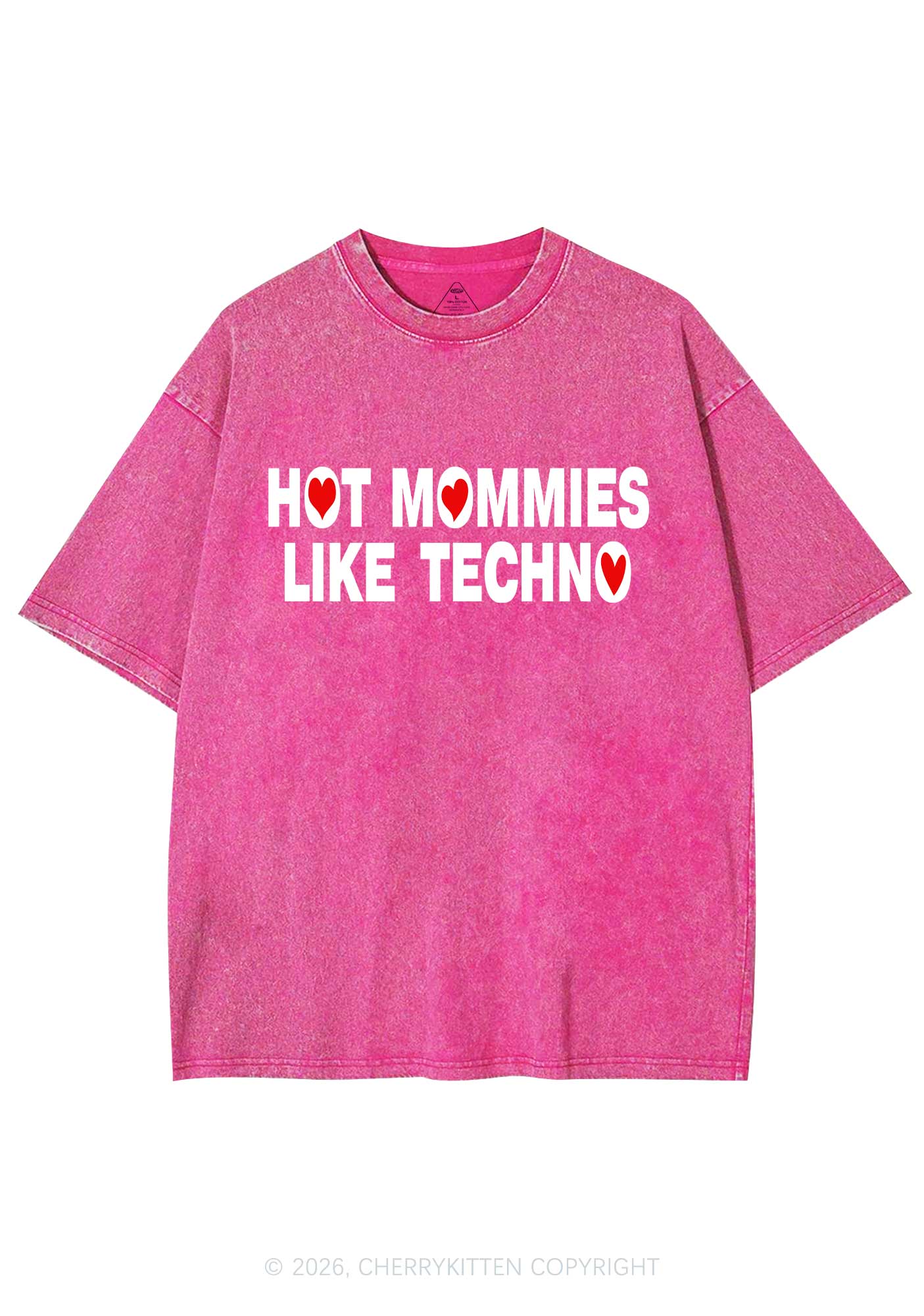Hot Mommies Like Techno Y2K Shirts Washed Tee Cherrykitten