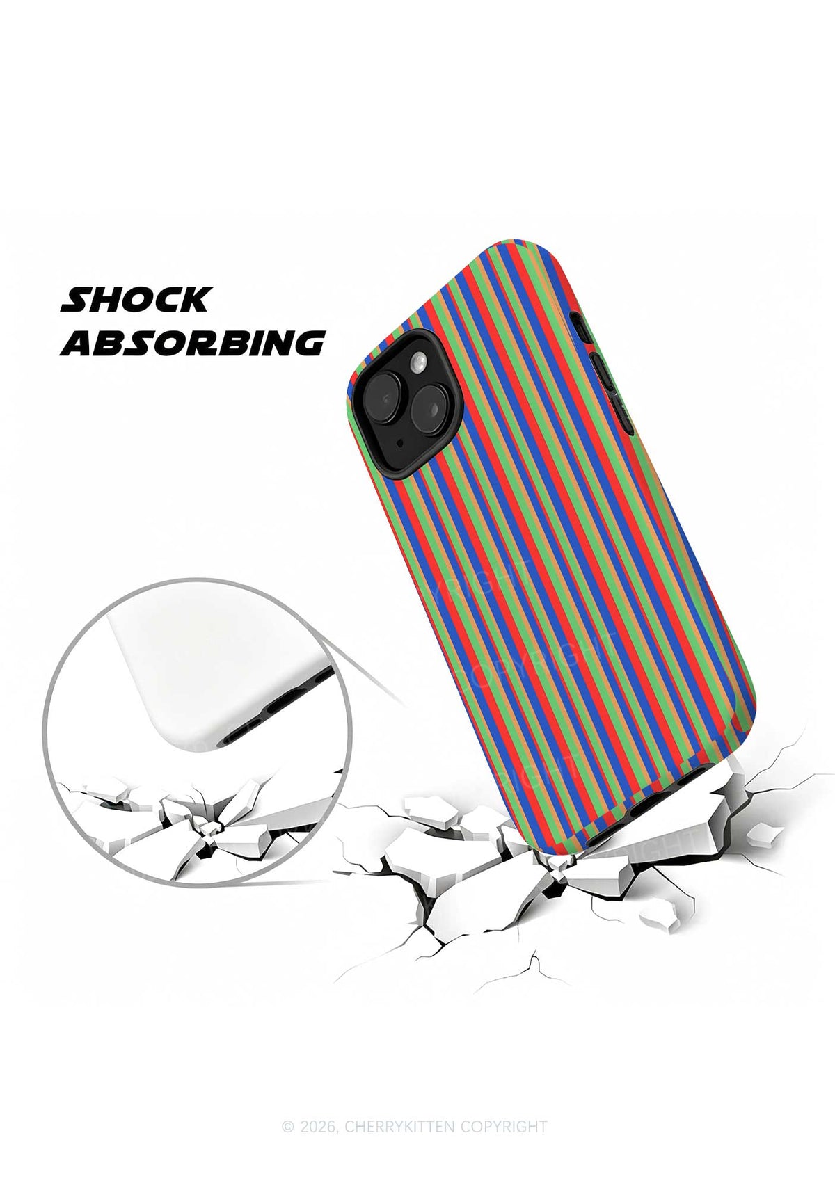 Rainbow Horizontal Stripe Y2K Phone Case Cherrykitten