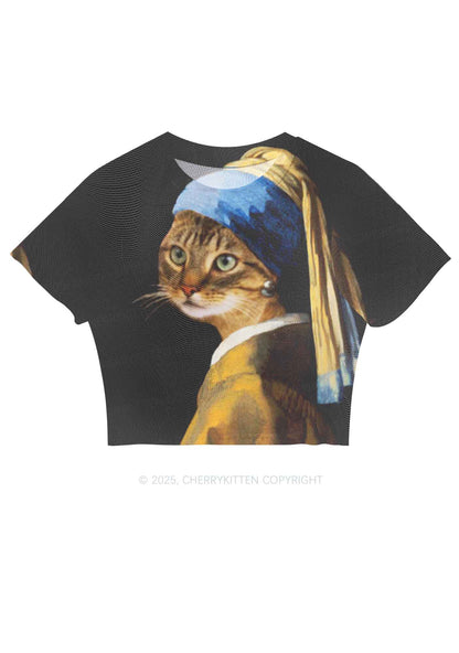 The Lady Cat Y2K Mesh Crop Top Cherrykitten