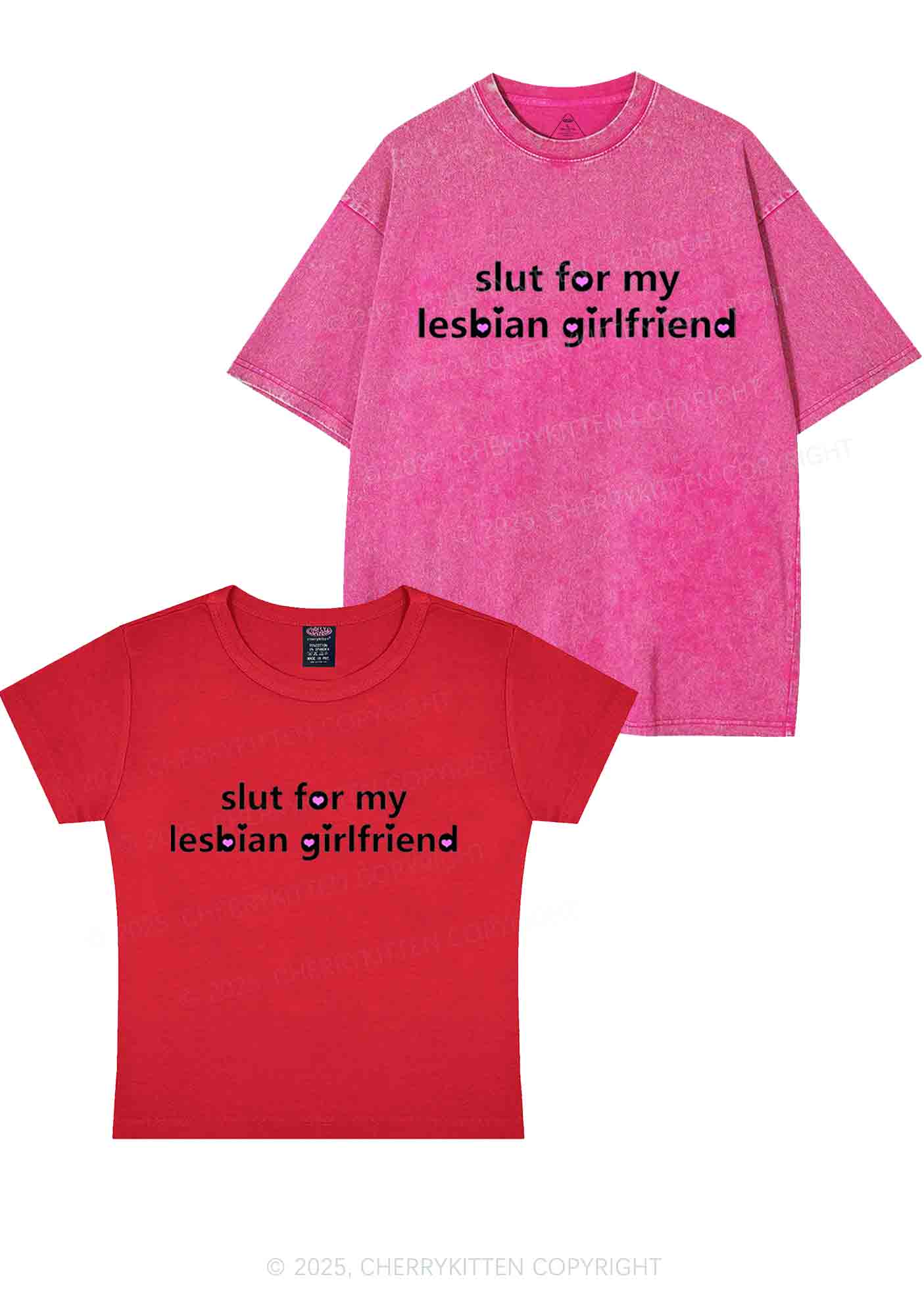 Slxt For My Lesbian GF Y2K Valentine's Day Couple Shirt Cherrykitten