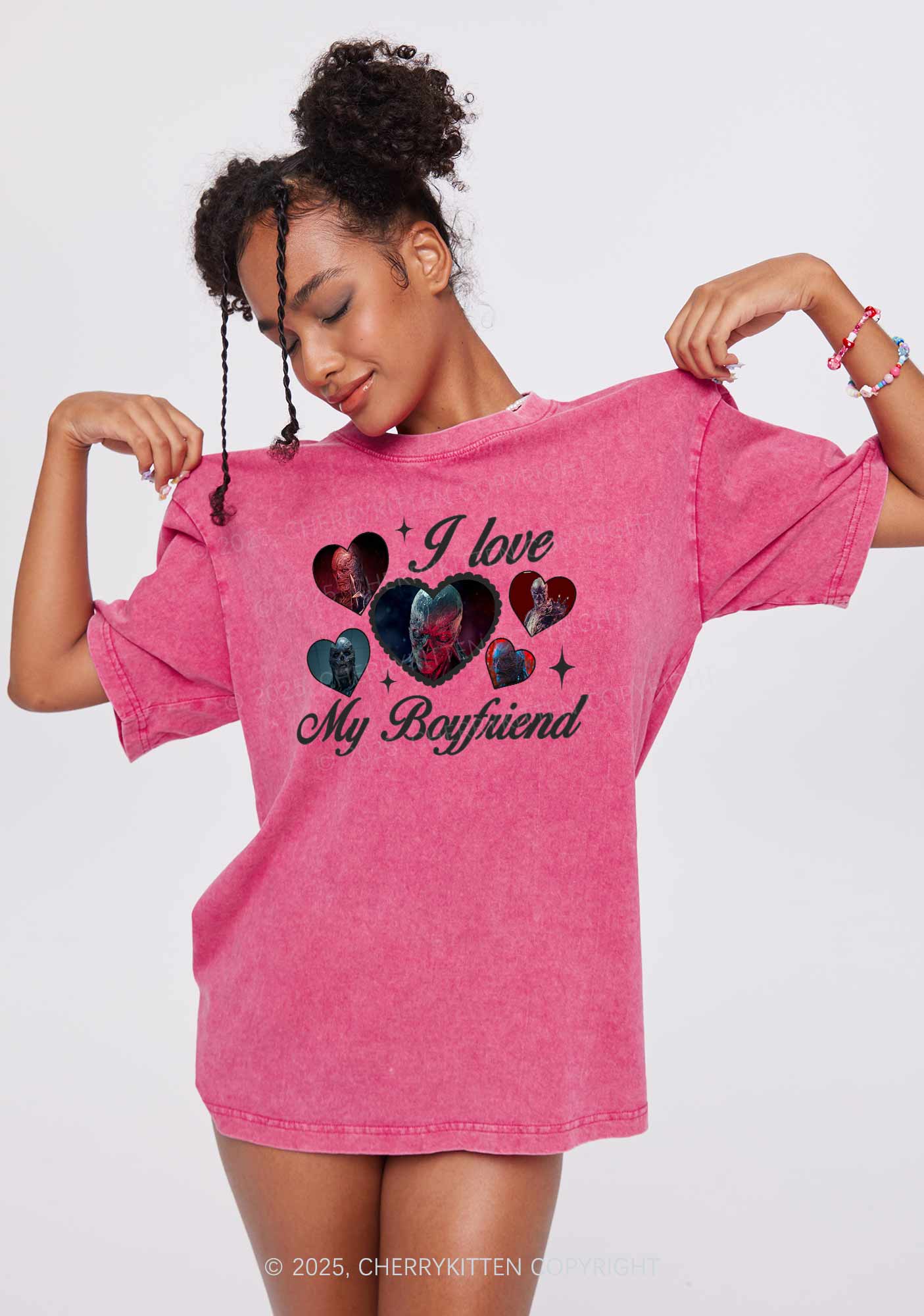 I Love My Boyfriend VN Y2K Shirts Washed Tee Cherrykitten