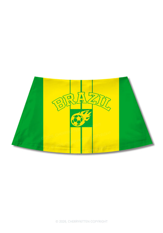 Green Yellow Vertical Stripe Y2K Print Mini Skirt Cherrykitten