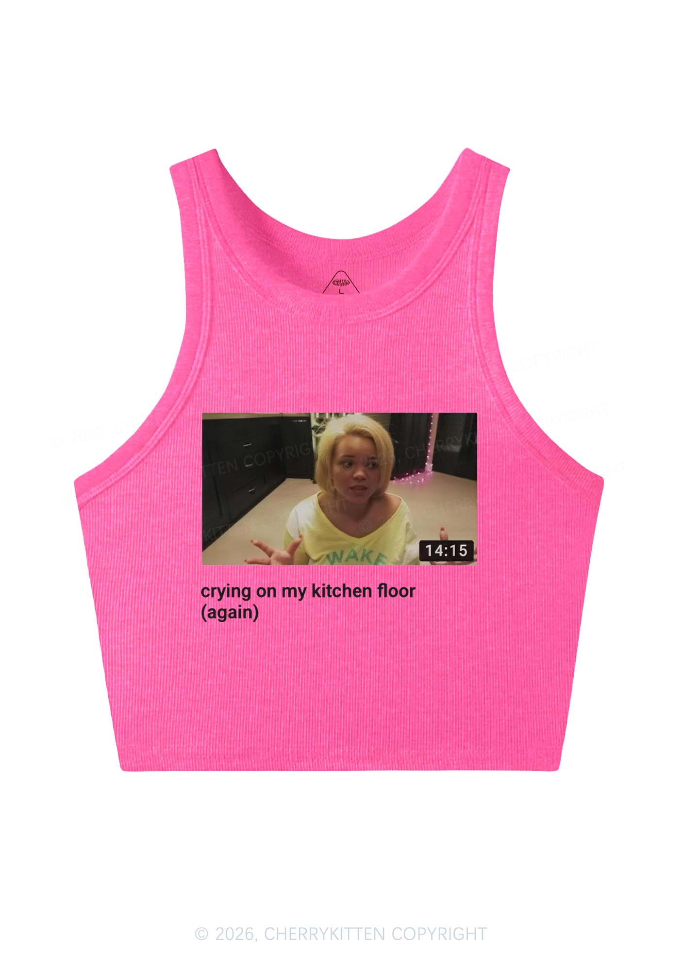 Crying On Kitchen Floor Y2K Crop Tank Top Cherrykitten