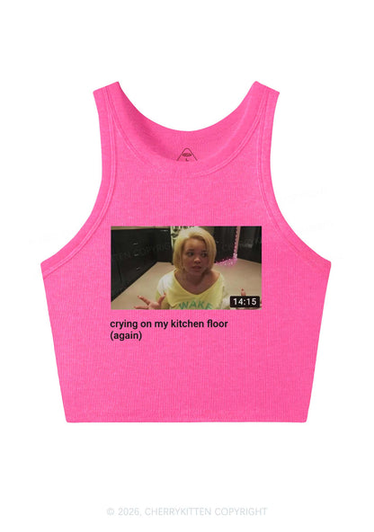 Crying On Kitchen Floor Y2K Crop Tank Top Cherrykitten