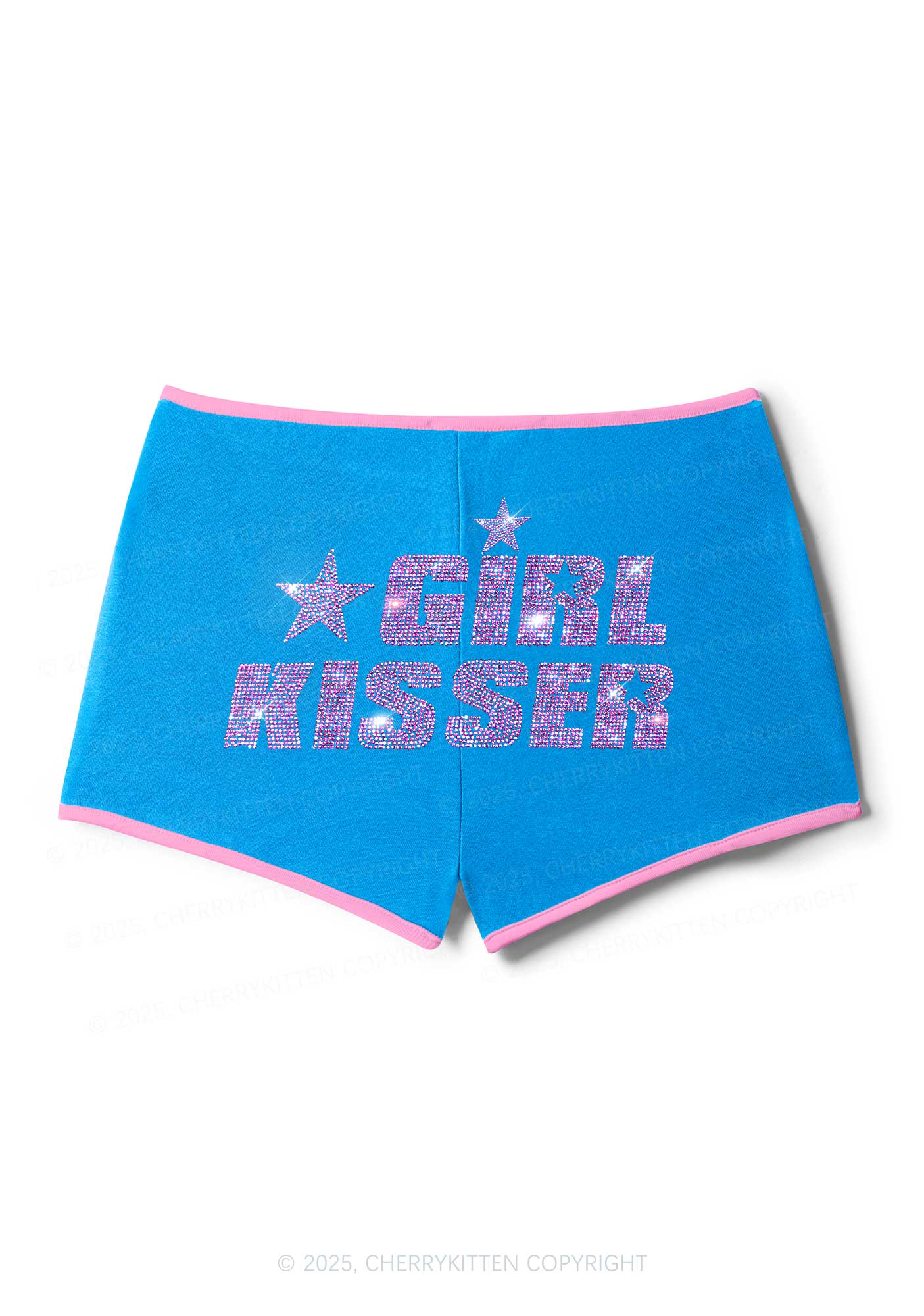 Rhinestone Girl kisser Pride Y2K Booty Shorts Cherrykitten