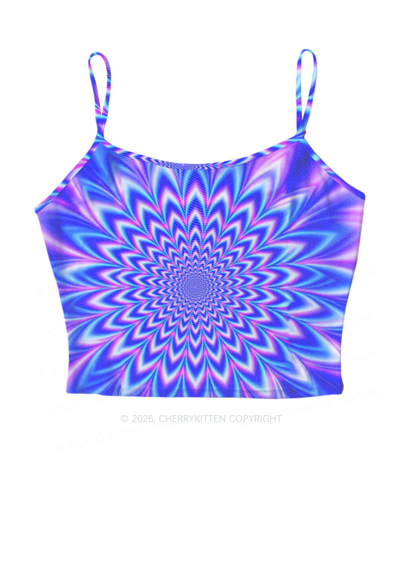 Blue Vortex Optical Illusion Y2K Mesh Cami Tank Cherrykitten