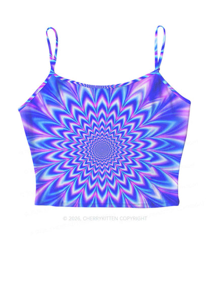 Blue Vortex Optical Illusion Y2K Mesh Cami Tank Cherrykitten