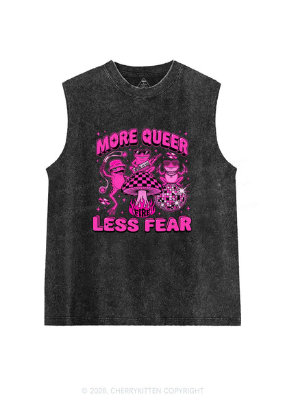 More Queer Less Fear Pride Y2K Washed Muscle Tank Cherrykitten
