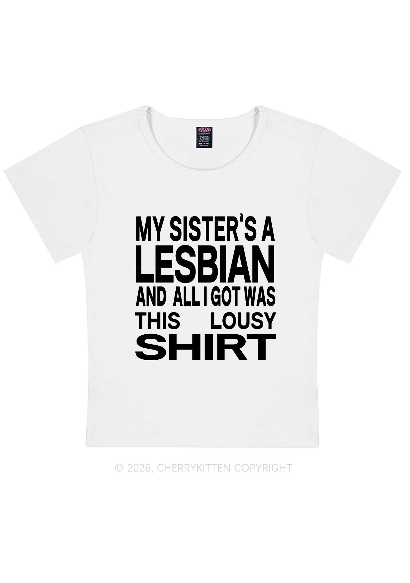 My Sisters A Lesbian Pride Y2K Baby Tee Cherrykitten