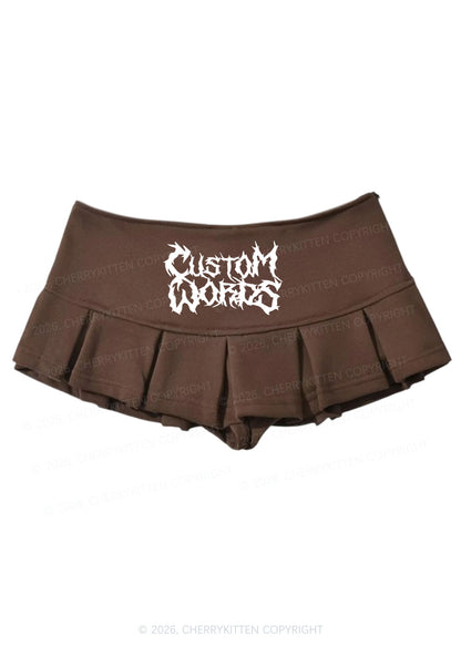 Custom Text Punk Font Y2K Mini Pleated Skirts Cherrykitten