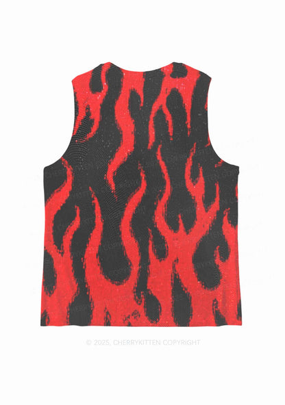 Glitter Flame Y2K Mesh Muscle Tank Cherrykitten