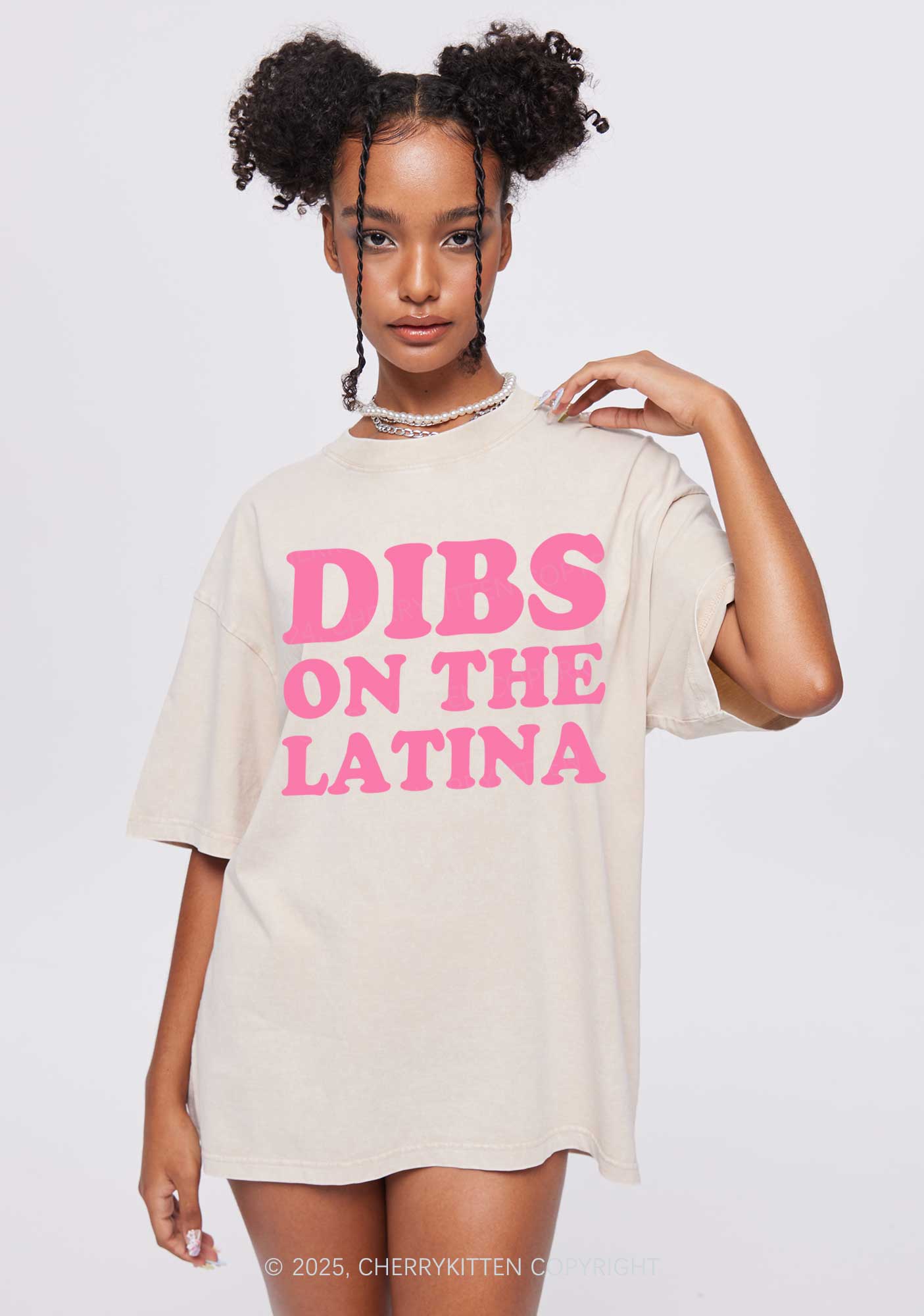 Dibs On The Latina Y2K Shirts Washed Tee Cherrykitten
