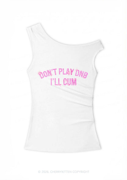 Rhinestone Dont Play DNB Y2K Off Shoulder Tank Top Cherrykitten
