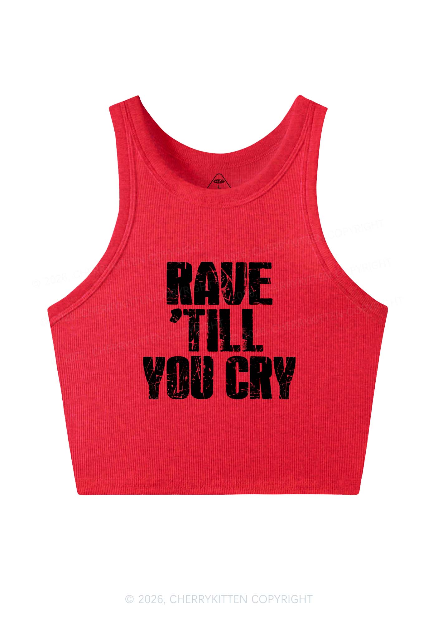 Rave Till You Cry Y2K Crop Tank Top Cherrykitten
