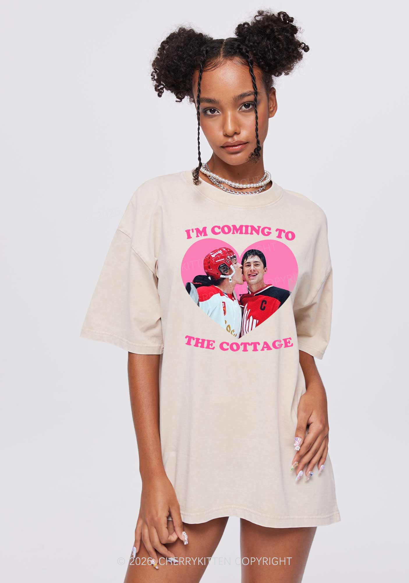 Coming To Cottage HR Y2K Shirts Washed Tee Cherrykitten