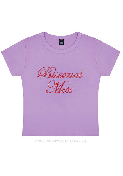 Rhinestone Bisexual Mess Pride Y2K Baby Tee Cherrykitten