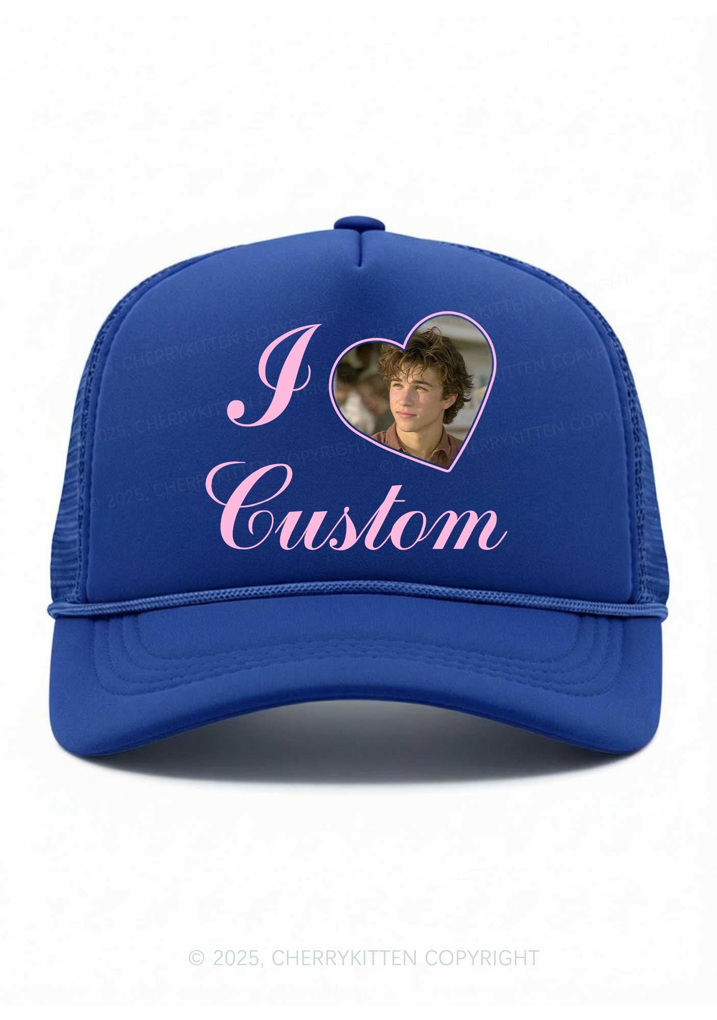 I Love Custom Photo Valentine's Day Y2K Trucker Hat Cherrykitten