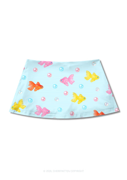 Candy Goldfish Bubble Y2K Print Mini Skirt Cherrykitten