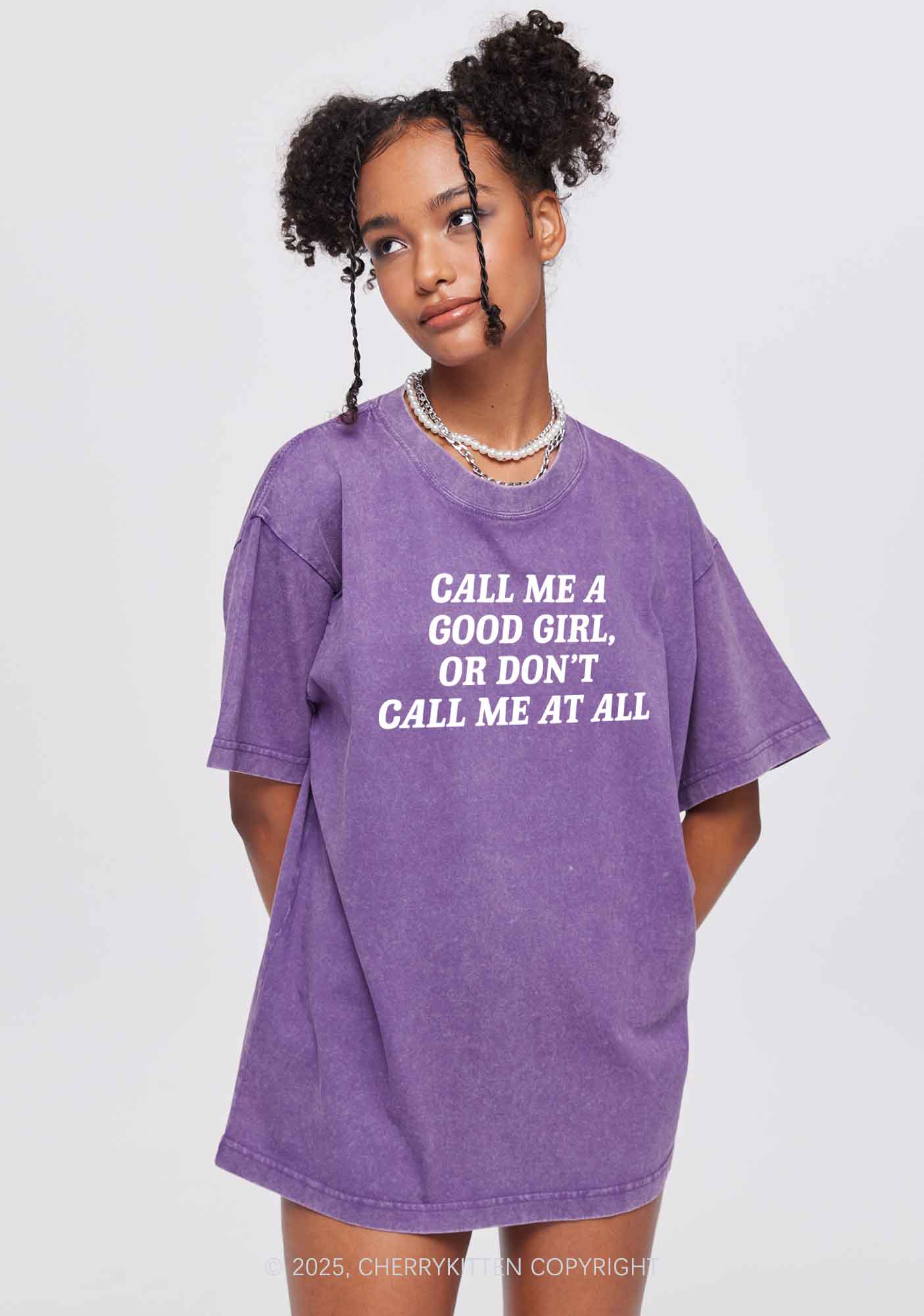 Call Me Good Girl Y2K Shirts Washed Tee Cherrykitten